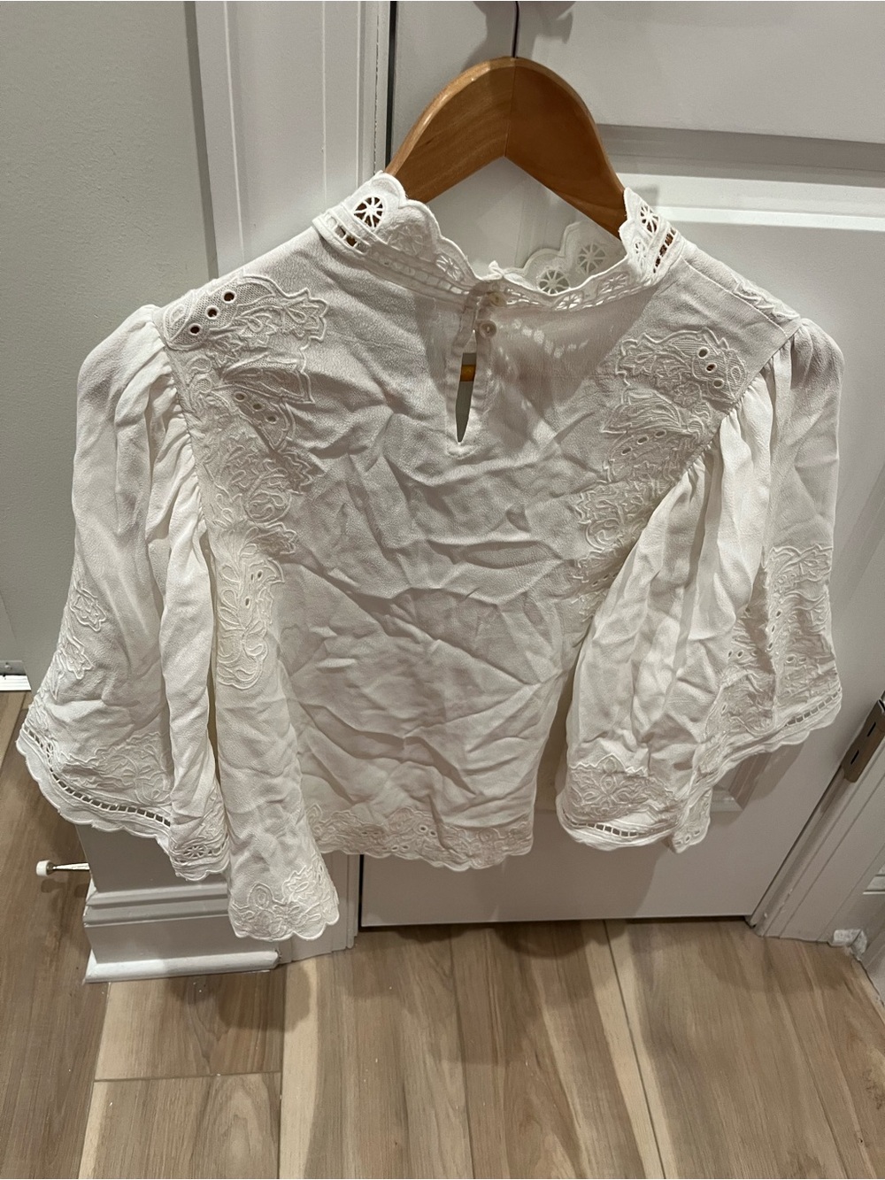 NWT FARM RIO OFF-WHITE PALM TREE EMBROIDERED BLOUSE TOP - Picture 5 of 7